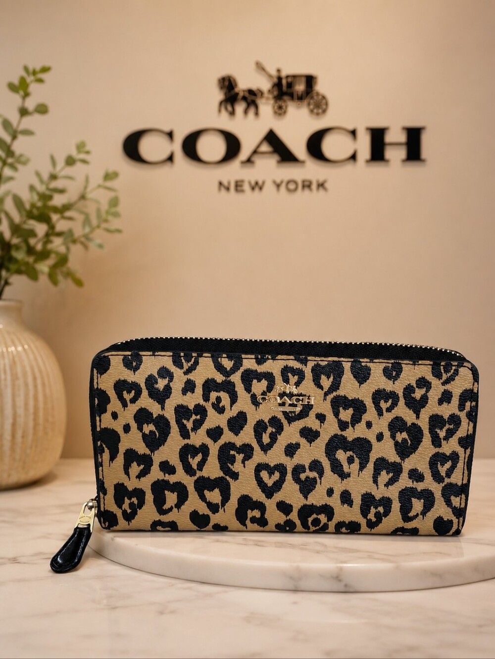Coach Wild Heart Leopard Print Wallet
